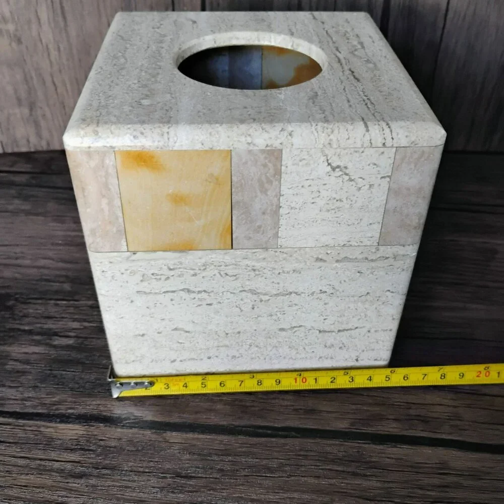 Handcrafted Natural Stone Travertine Tissue Box Cover By WaterStone
